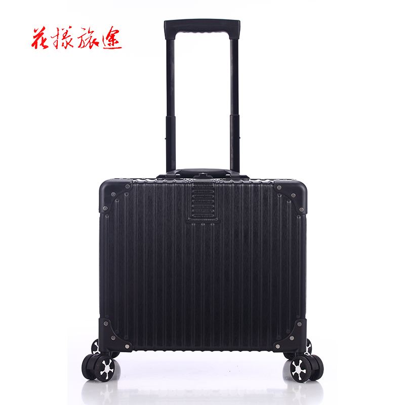 花样旅途H6018-17BK登机款铝框拉杆箱17寸行李箱商务旅行箱（个）黑色