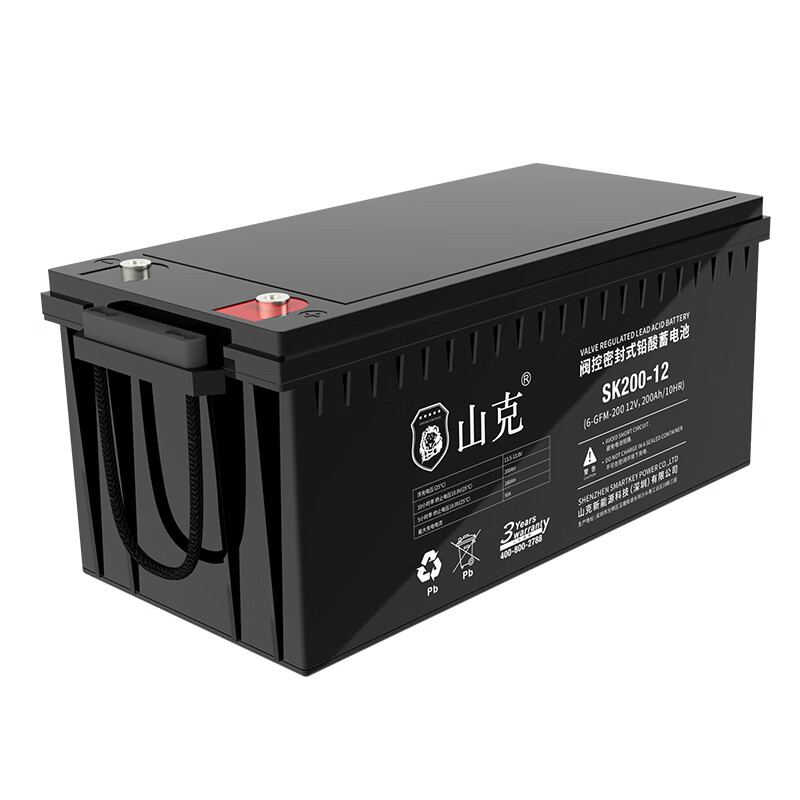 山克不间断电源蓄电池SK200-12 12V200AH铅酸免维护蓄电池专用外接电池12V(单位：个)