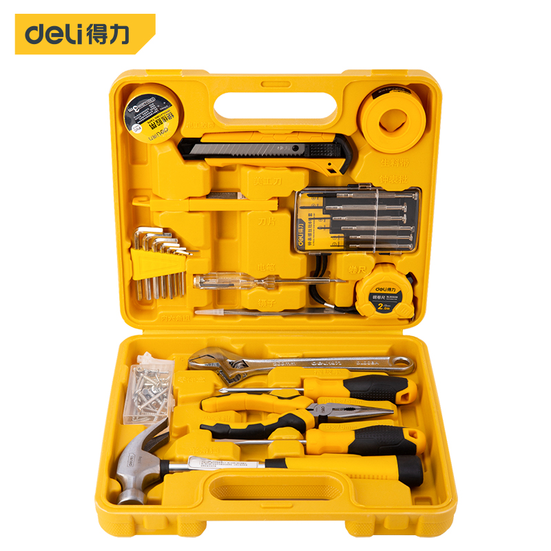 得力工具DL1028J_28件家用工具套装(新VI)(黄)(套)