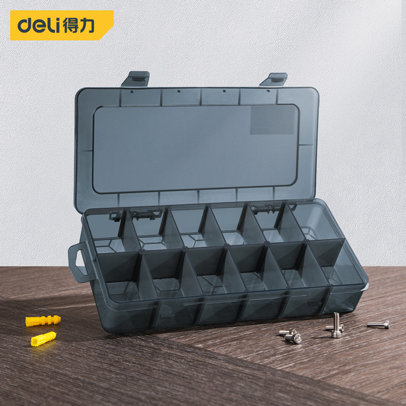得力工具 DL432304 零件盒12小格(黑) 26*13.5*4.4cm（单位：只）