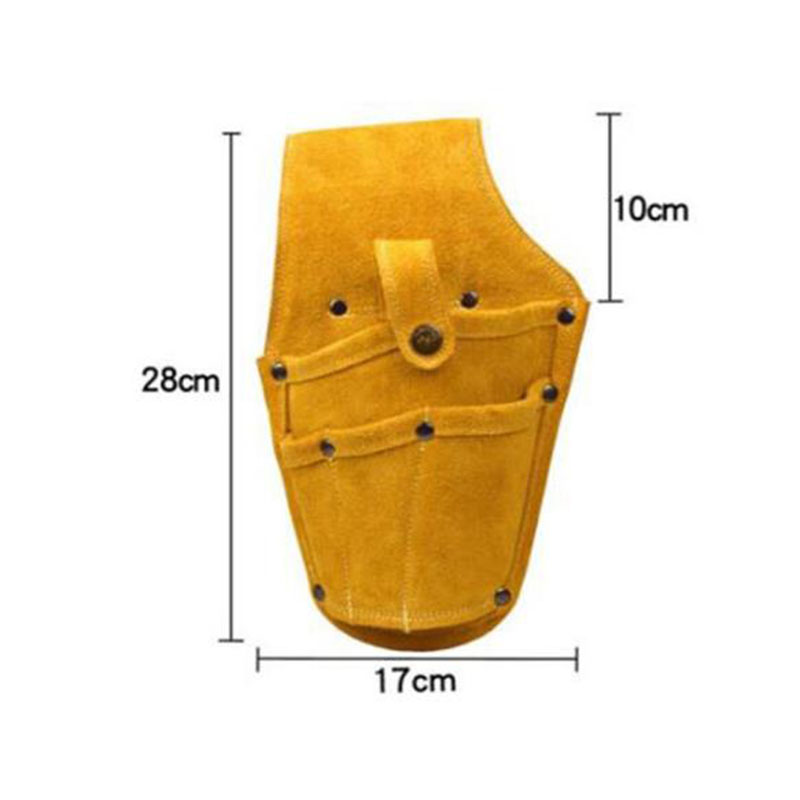 宽迈 电钻牛皮工具包 便携式维修腰挂包工具袋 充电钻手电钻腰包 黄色 240164（单位：个）