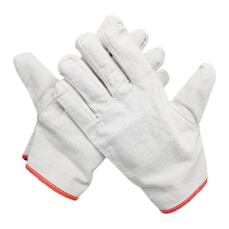 曼菲尔德 ms1-2帆布防护手套 双层红边24道 加厚帆布手套手套 耐磨耐用白甲布 白甲 均码(单位：付）