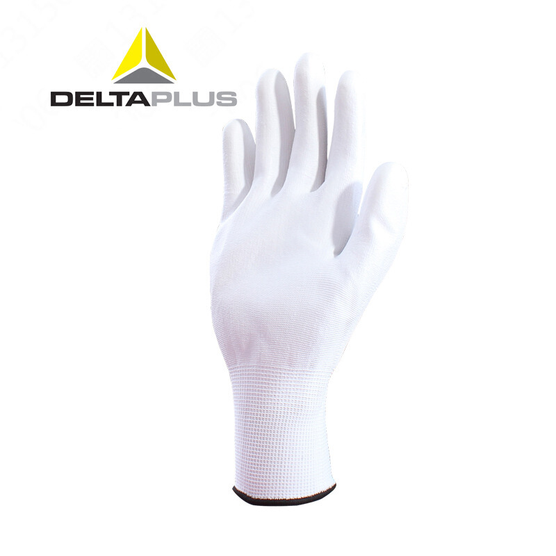 代尔塔201702手套白色PU涂层精细尼龙针织(双)