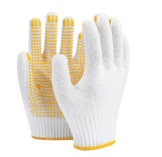 和阖德 线手套劳保点胶加厚防滑耐磨工地防护 棉线防护手套黄色点珠（双）