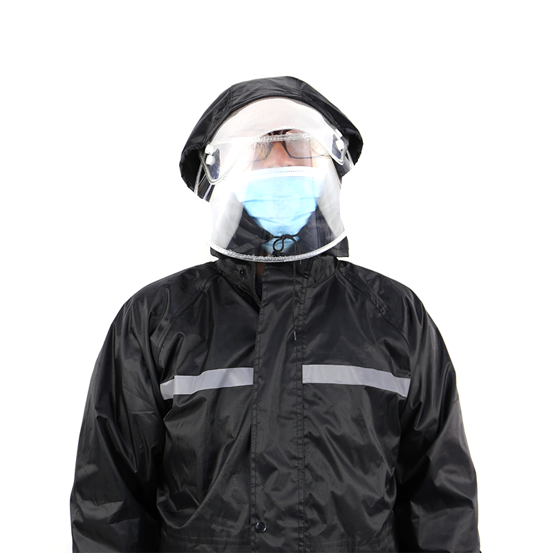 汉盾 HD-RAC003 带反光条双层分体雨衣（带网格内衬、可拆卸大帽檐） 黑色XXL 码（单位：件）