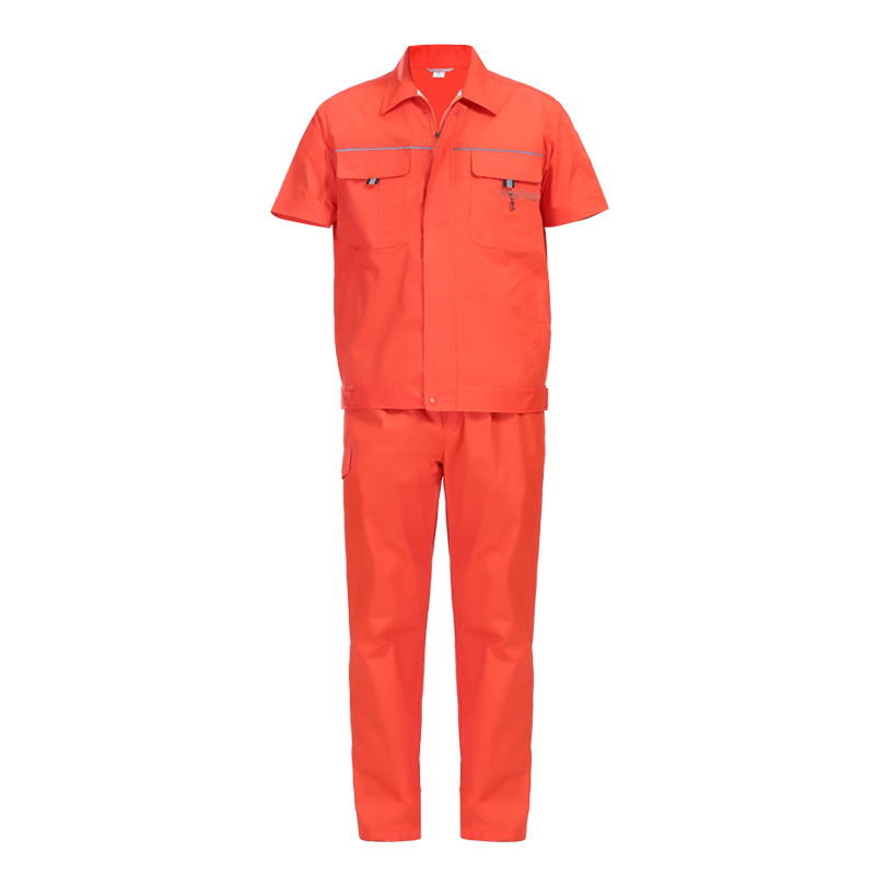 安赛瑞 13690 防静电安全工作服 夏季短袖款套装工作服 防静电电力工作服劳保服 L码 橘色(单位：套)