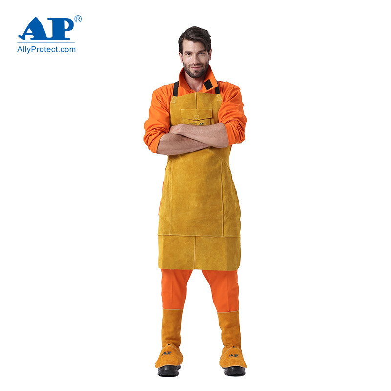 友盟 AP-6101-XL金黄色全皮护胸吊带围裙(单位：件）