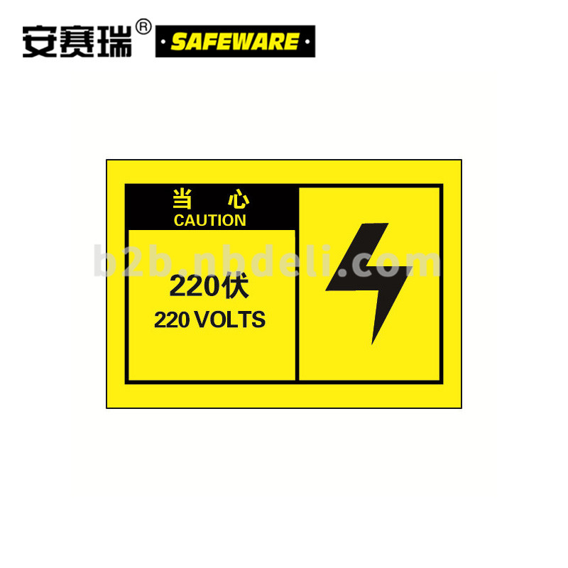 安赛瑞 32958 电箱警示标识贴（当心-220伏） 10片装 安全标签 警示标签 (单位：包)