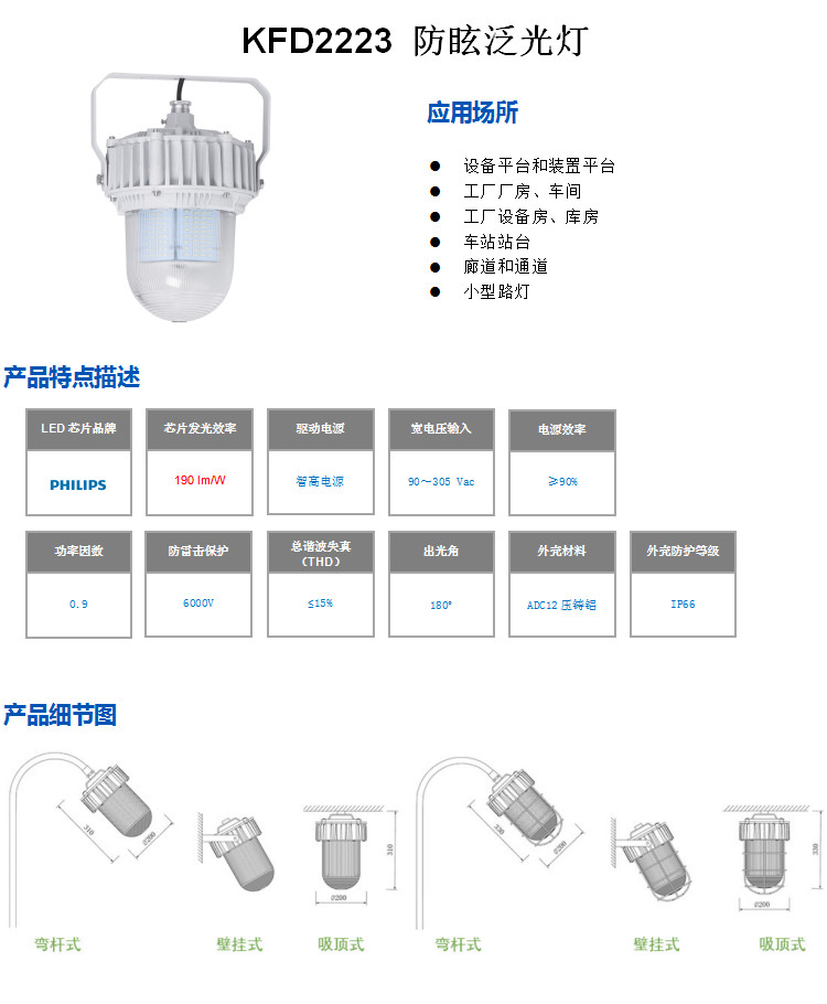 艾可多KFD2223防眩泛光灯220V 80W(盏)