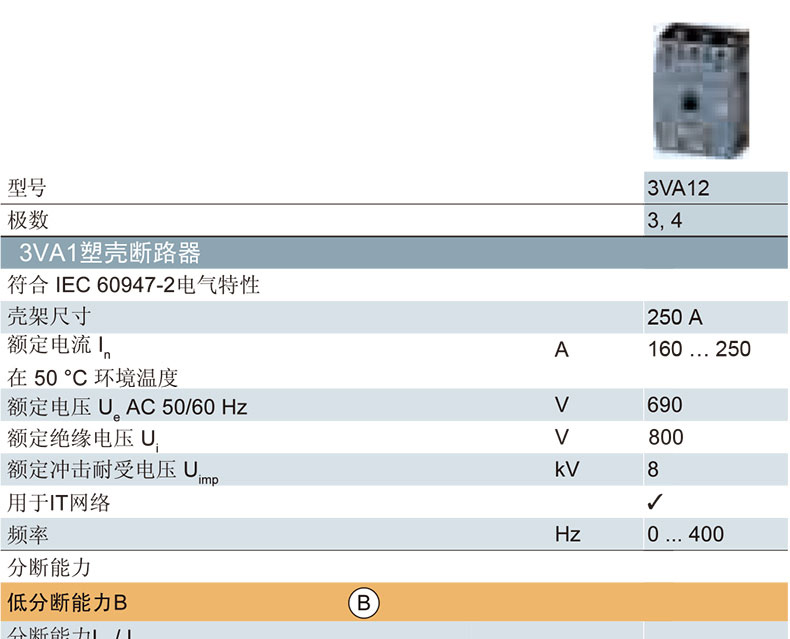 西门子 3VA1系列塑壳断路器，3VA1M160 R50 TM220 F/4P（个）