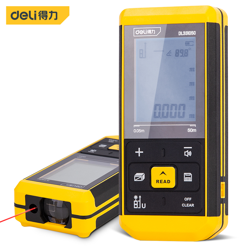 得力工具DL331050锂电激光测距仪(新VI)(黄色)(台)