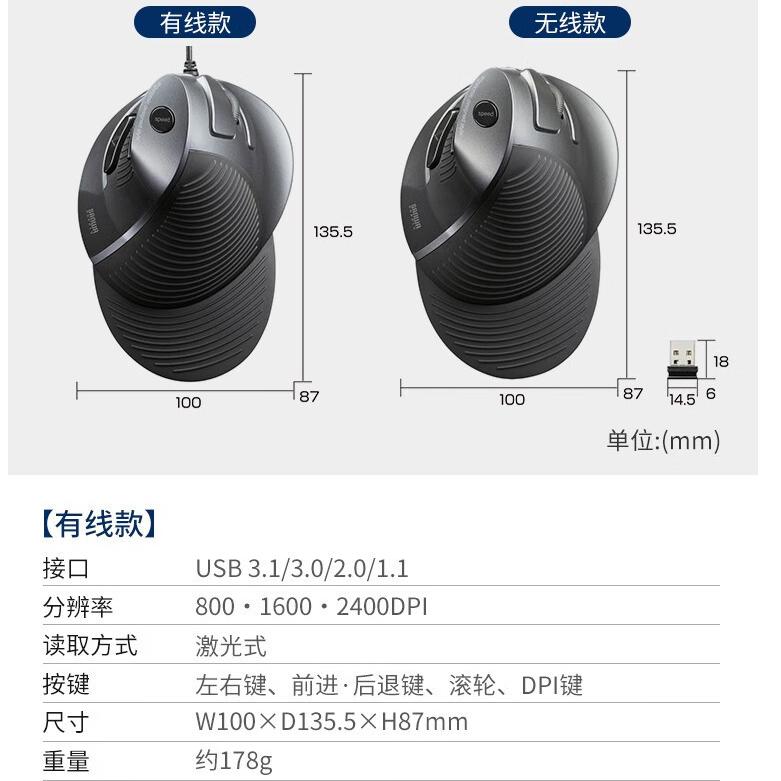 山业ma-ergw6 竖握式无线鼠标 (单位:个)|键盘/鼠标/鼠标垫|外设产品