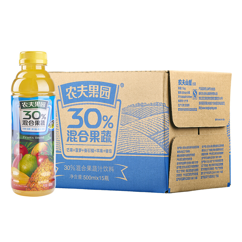 農夫山泉 農夫果園30%混合果蔬飲料菠芒普通裝 500ml*15/箱(單位:箱)