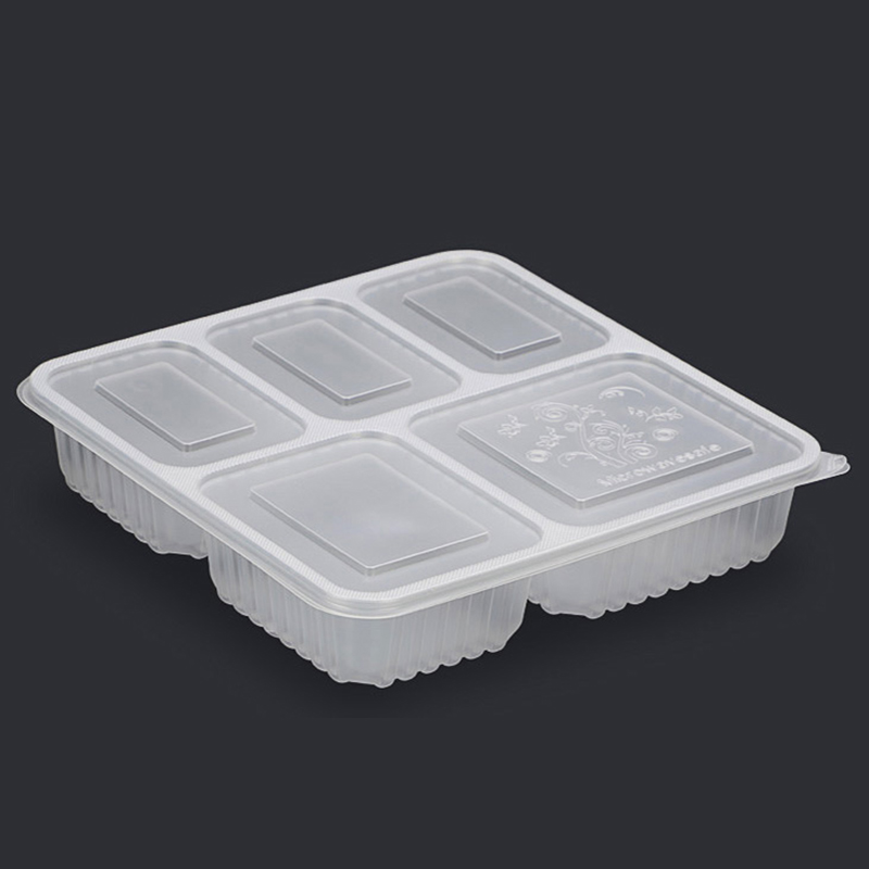 赛卓一次性注塑加厚方形五格打包饭盒透明含盖 200套/箱(箱)