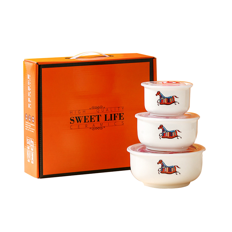 百刻 爱马仕橙保鲜盒保鲜碗三件套(单位:套)