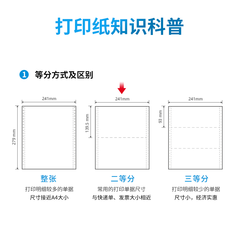 得力塞纳河N241-3电脑打印纸(1/2S白色撕边)(单位：盒)