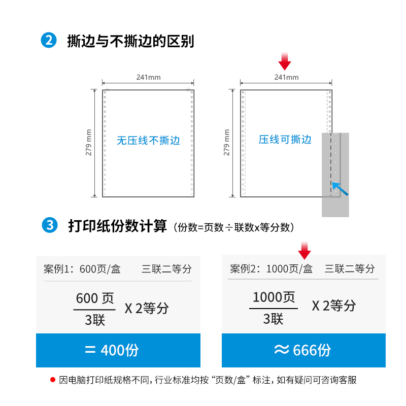 得力塞纳河N241-3电脑打印纸(1/2S白色撕边)(单位：盒)