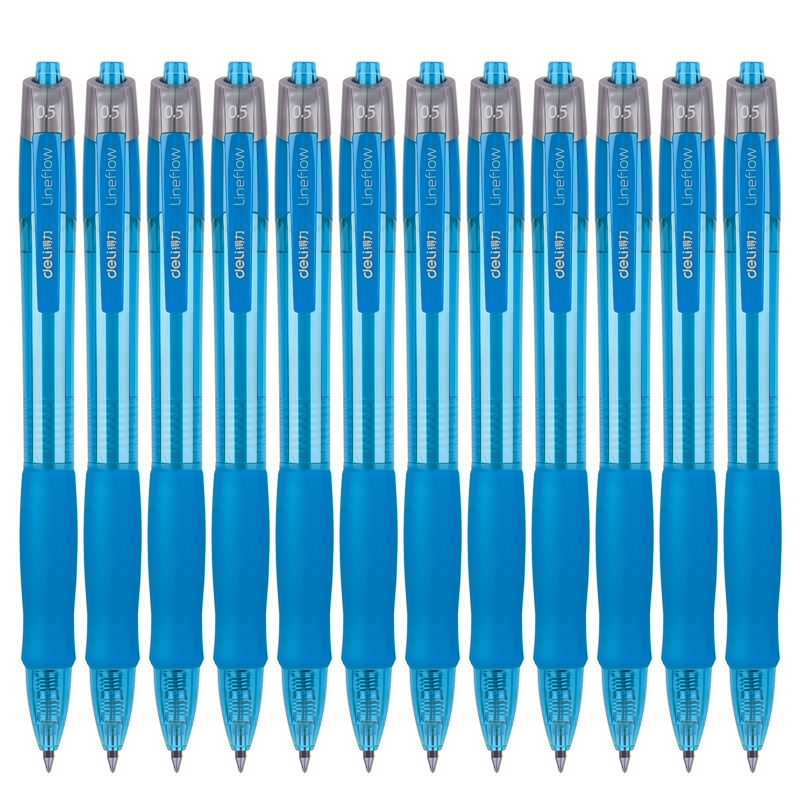 得力S08臻顺滑办公中性笔0.5mm弹簧头(蓝色)(支)