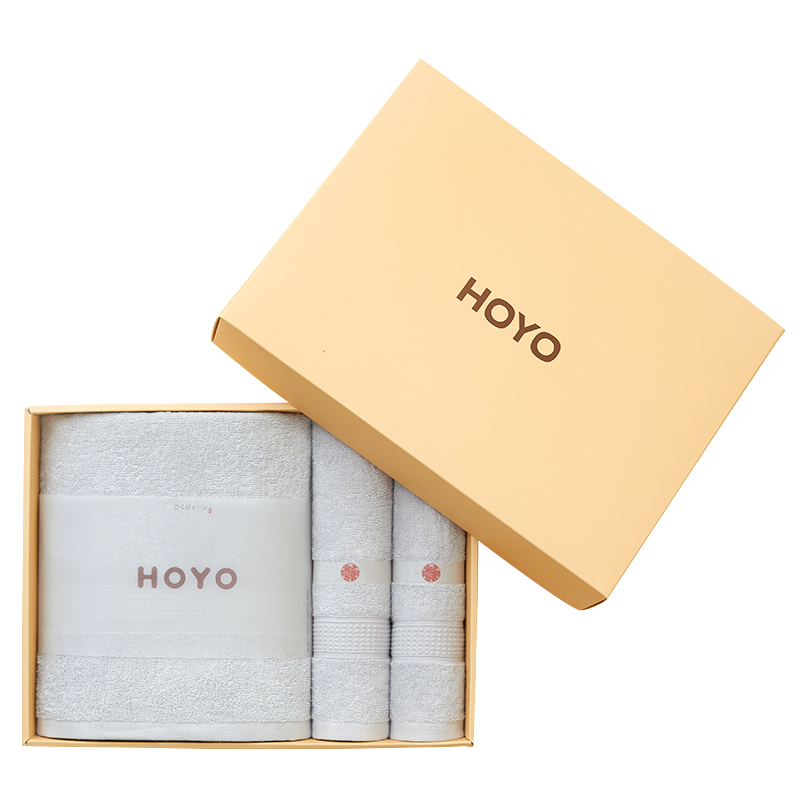 HOYO/3505臻品长绒棉毛浴3件套礼盒-浅灰(单位：盒)
